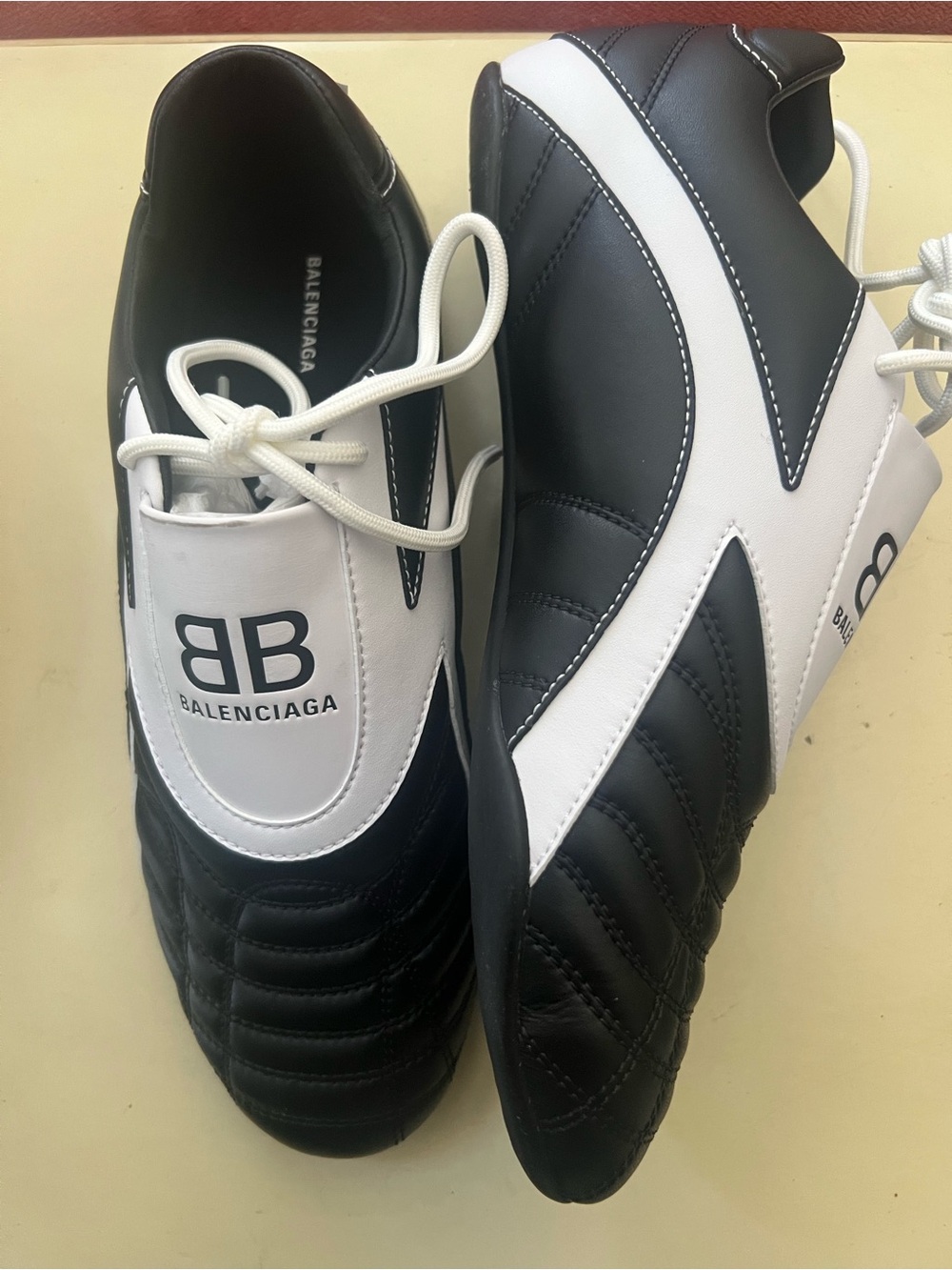 Balenciaga Zen BB Logo Black & White Quilted Sneakers - Picture 2 of 4